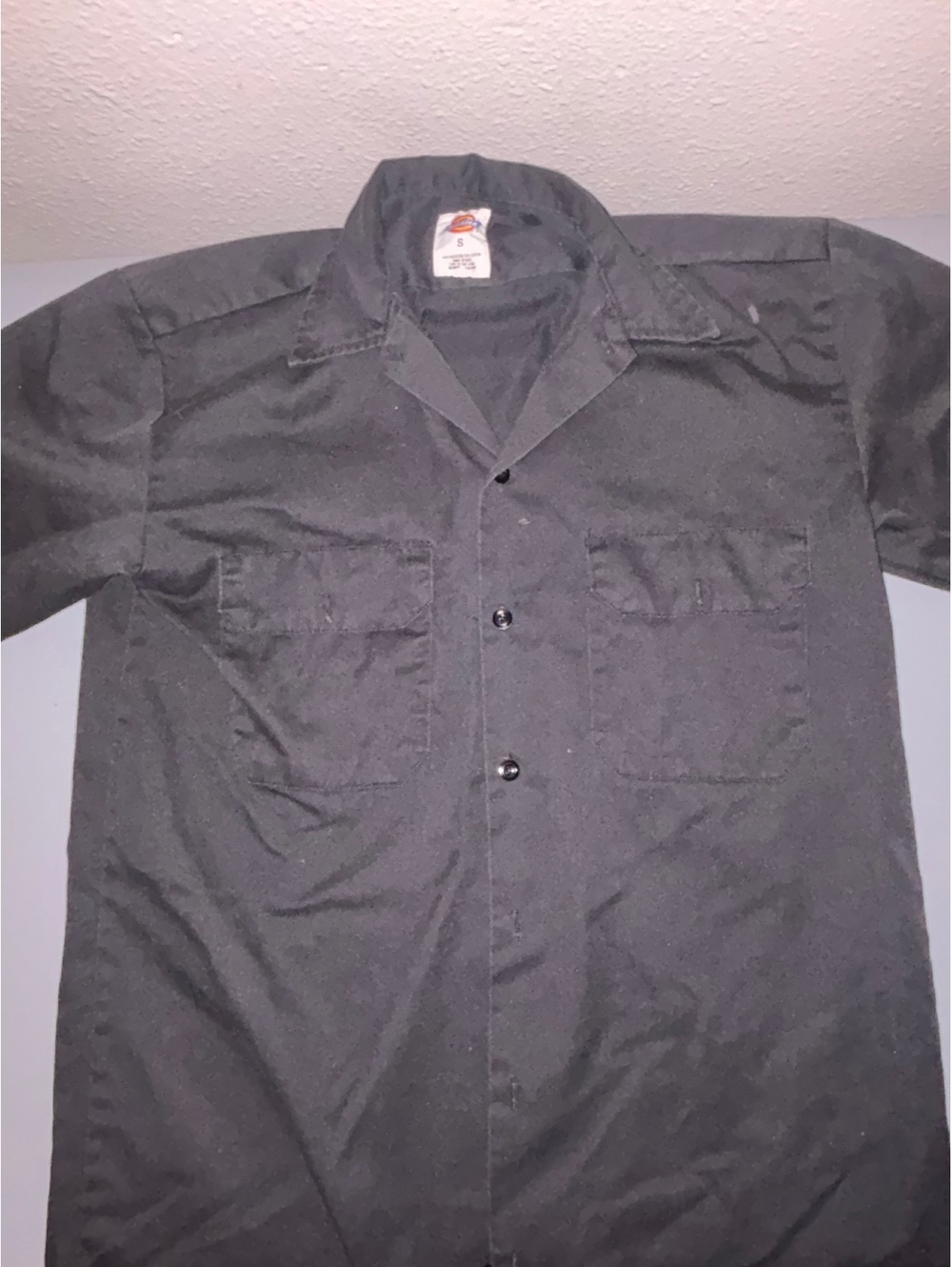 Dickies Black Short Sleeve Work Shirt Size Small Button Up Workwear